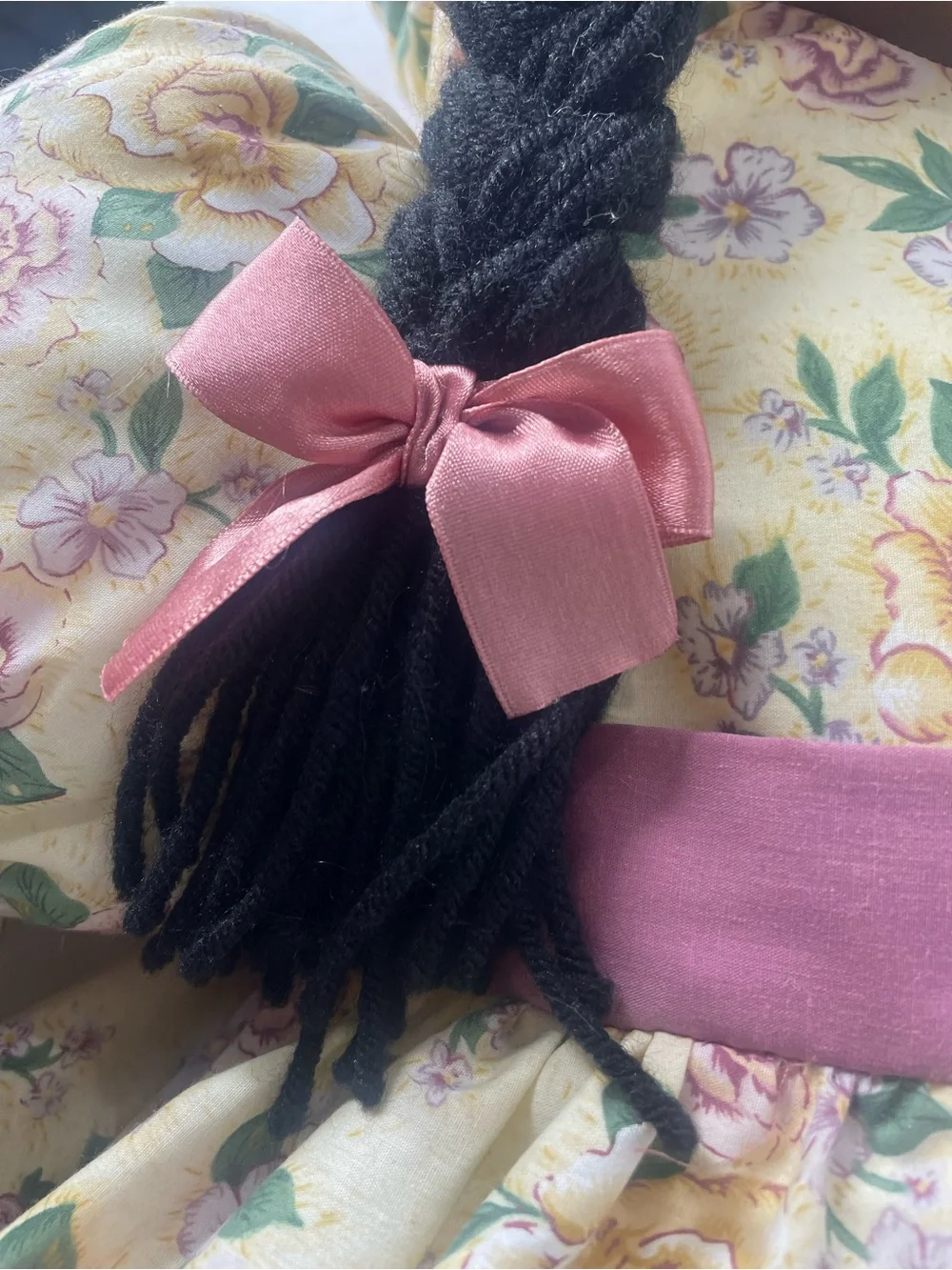 Vintage Sweetie Mine 48” Rag Doll African American Black Yellow Pink Cottagecore